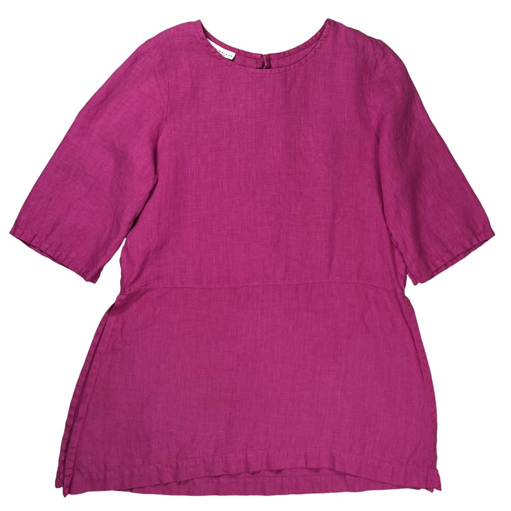 Bryn Walker Tunic Top Women Small Pink 100% Linen Relaxed Fit Lagenlook USA Made